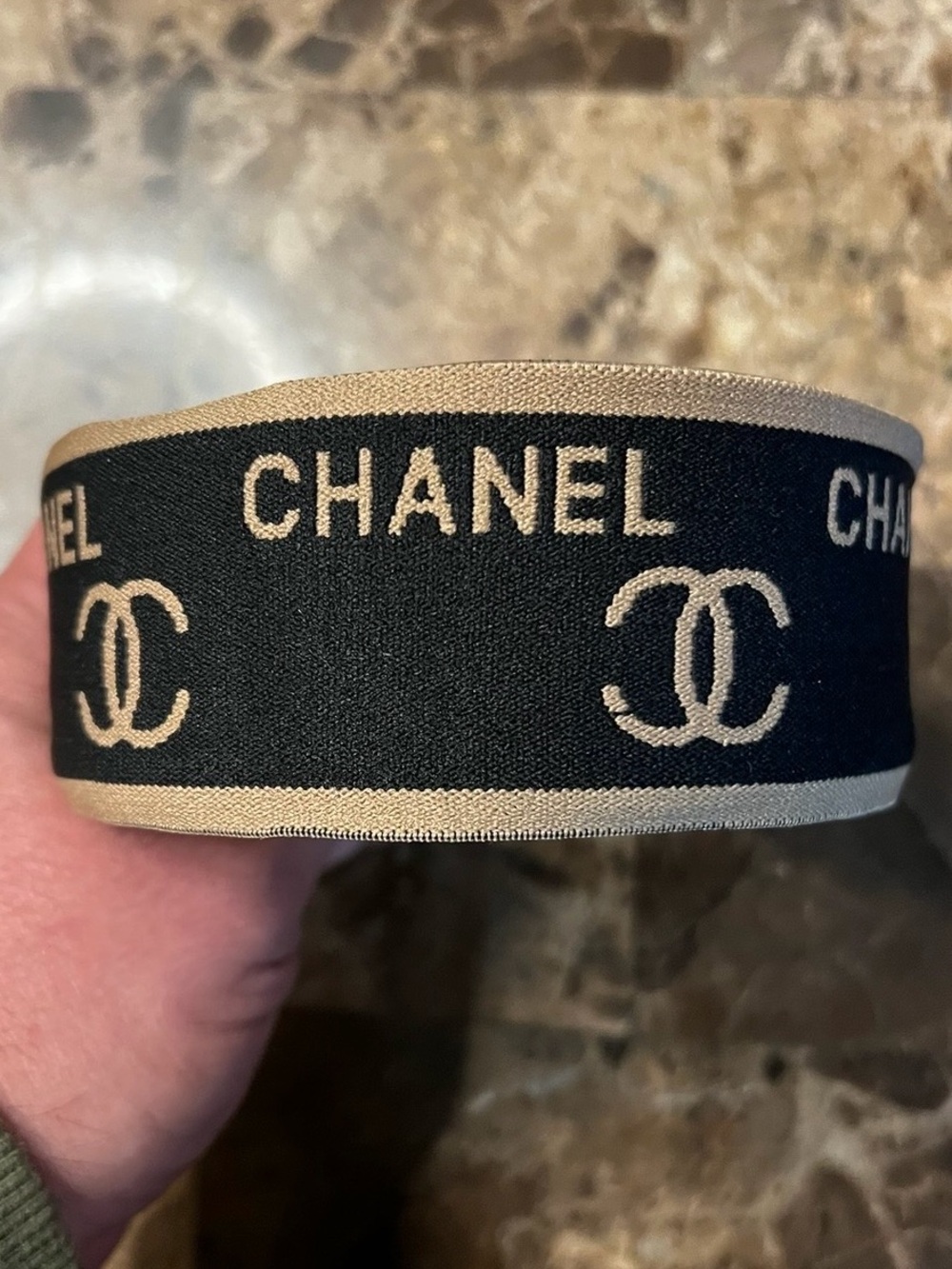 ✨ChaneI. Black and Tan Spell - Out Logo Headband
